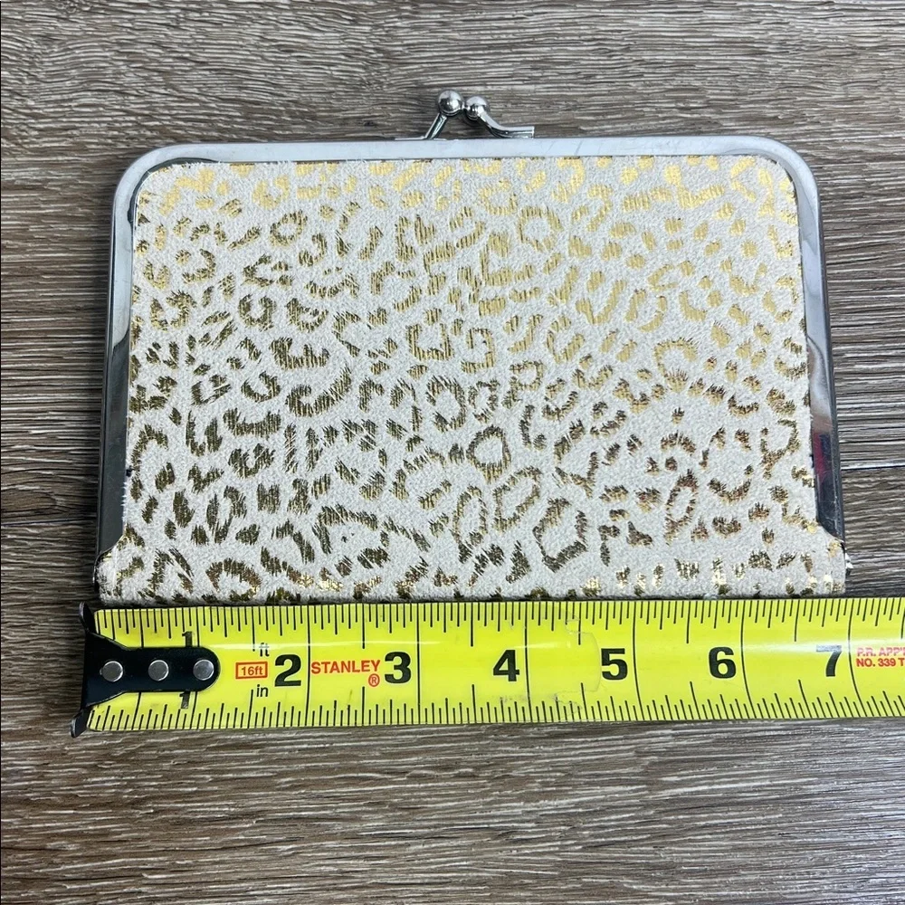 Gold Leopard Print Accordion Photo Wallet Organizer Clutch
